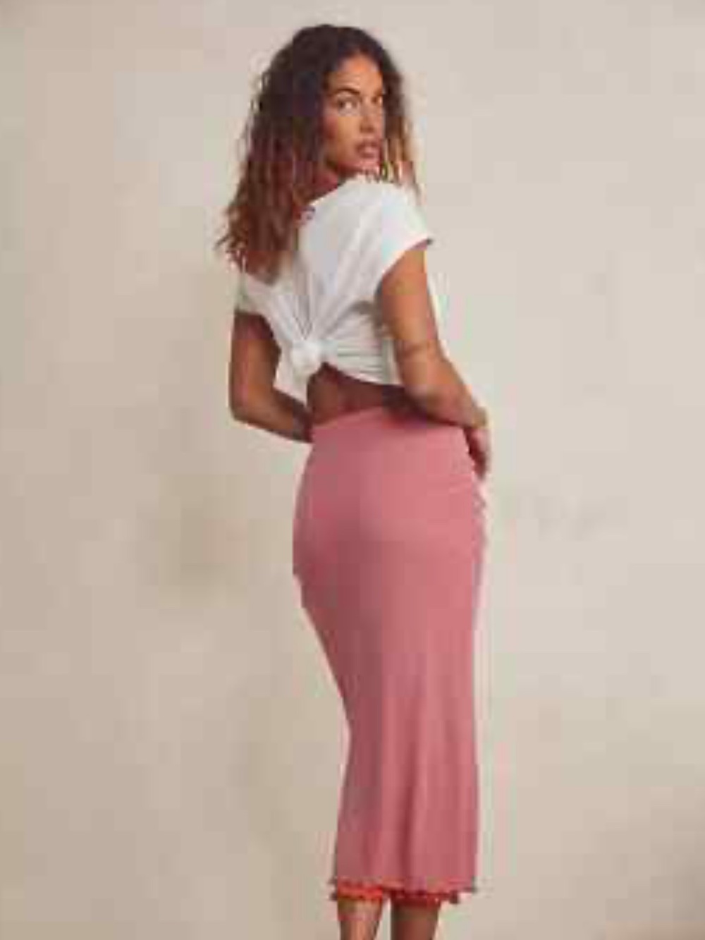 Free People Rose Pink Mesh Midi Slip Skirt